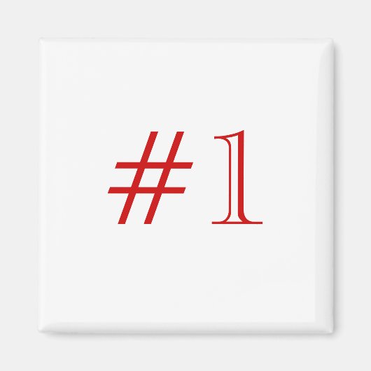 Nummer 1. Red en White. Custom Magneet (Voorkant)