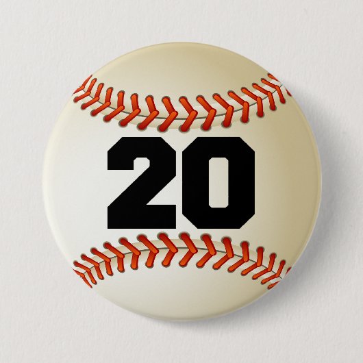 Nummer 20 Baseball Ronde Button 7,6 Cm (Voorkant)