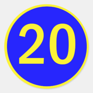 nummer 20 in een cirkel ronde sticker