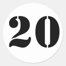 Nummer 20 Twenty White Stencil Numbers door Janz Ronde Sticker