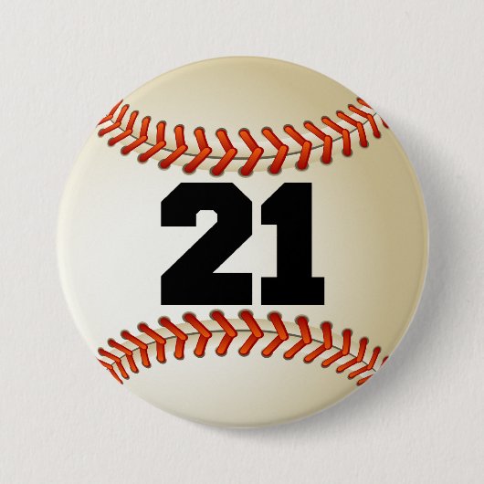 Nummer 21 Baseball Ronde Button 7,6 Cm (Voorkant)