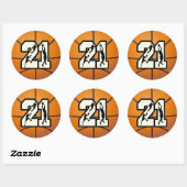 Nummer 21 Basketball Ronde Sticker (Vel)