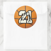Nummer 21 Basketball Ronde Sticker (Tas)