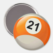 Nummer 21 Biljartbal Magneet (Voorkant / Achterkant)