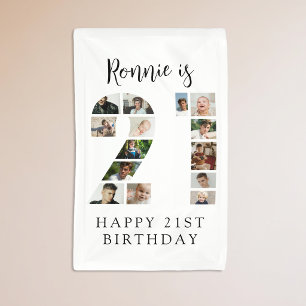 Nummer 21 Foto Collage 21ste Verjaardagsfeestje Spandoek