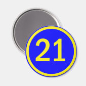 nummer 21 in een cirkel magneet (Voorkant / Achterkant)