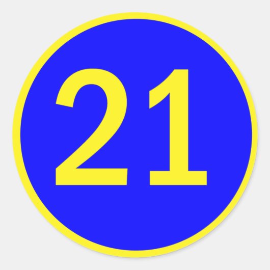 nummer 21 in een cirkel ronde sticker (Voorkant)