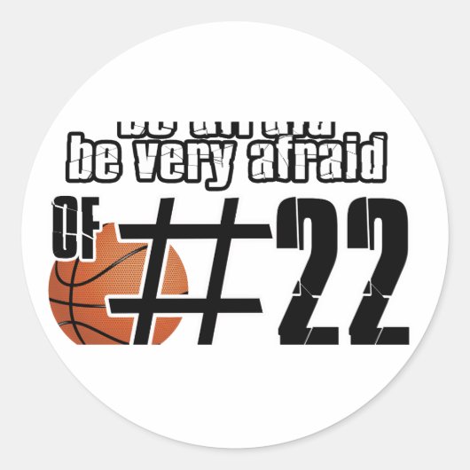 Nummer 22 Basketbal design Ronde Sticker (Voorkant)