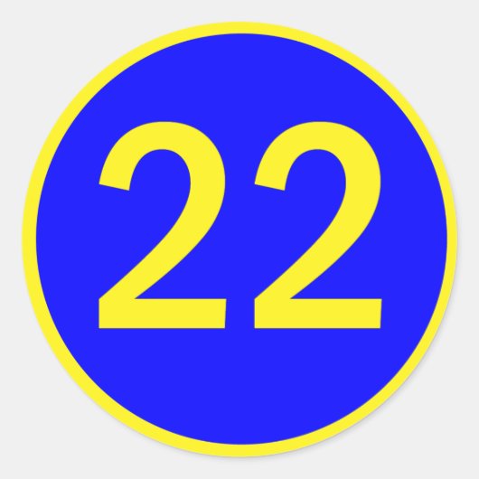 nummer 22 in een cirkel ronde sticker (Voorkant)