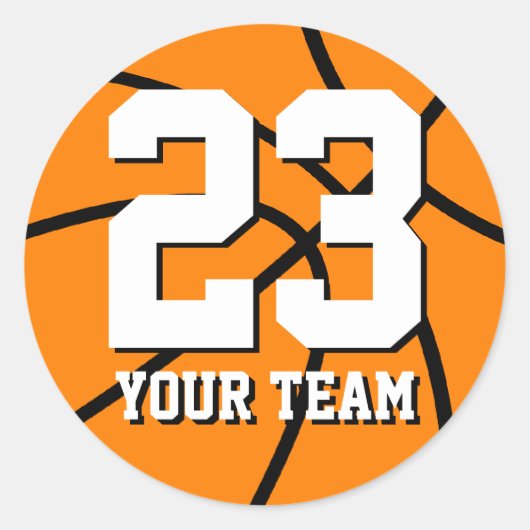 Nummer 23 basketbal sticker |  naam (Voorkant)