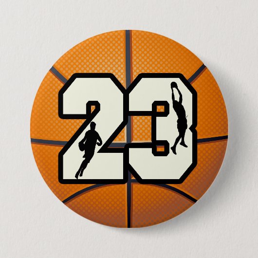 Nummer 23 Basketball Ronde Button 7,6 Cm (Voorkant)