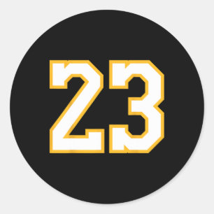 Nummer 23 voor en Byck Bysketbyll Jersey Paarse Ronde Sticker