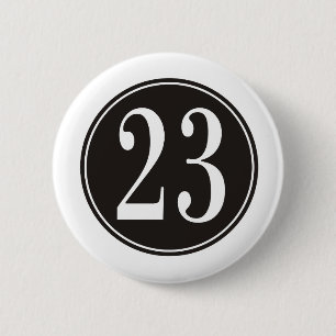 Nummer 23 - Zwarte cirkel (voorzijde) Ronde Button 5,7 Cm