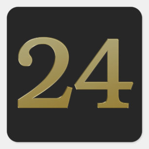 Nummer 24 Gold Square Sticker