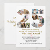 Nummer 25 Aangepaste foto bruiloft Jubileum Kaart (Voorkant / Achterkant)