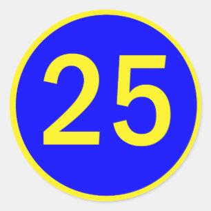 nummer 25 in een cirkel ronde sticker