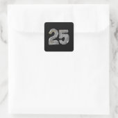Nummer 25 Vijfentwintig Iridescent Silver Text Cla Vierkante Sticker (Tas)