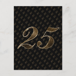 Nummer 25 Zwart Goud 25e Verjaardag Jubileum Briefkaart
