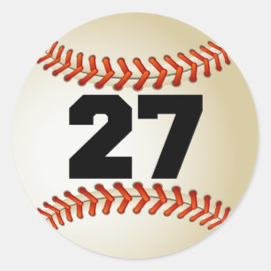 Nummer 27 Honkbal Ronde Sticker