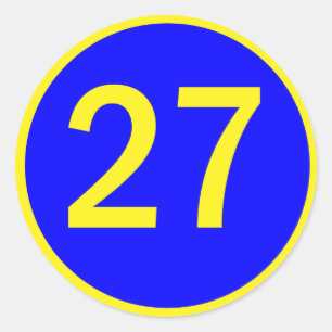 nummer 27 in een cirkel ronde sticker