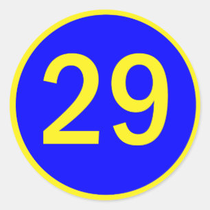 Nummer 29 in een cirkel ronde sticker