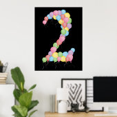 Nummer 2 ballonnen Vervalbanner van verjaardagsfee Poster (Thuiskantoor)