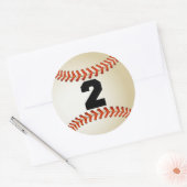 Nummer 2 Baseball Ronde Sticker (Envelop)