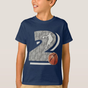 Nummer 2 Basketball- en afspeelontwerp T-shirt