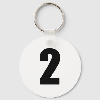 nummer 2 in zwart op witte sleutelhanger