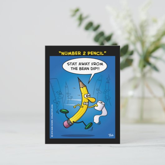 "Nummer 2 potlood" Briefkaart (Staand voorkant)