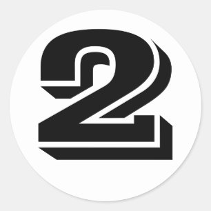 Nummer 2 Twee Vineta-cijfers van Janz White Ronde Sticker