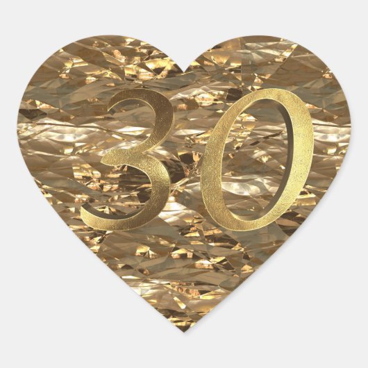 Nummer 30 30e bruiloft Jubileum Elegant Gold Hart Sticker (Voorkant)