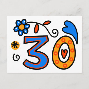 Nummer 30 Cartoon Verjaardag Leeftijd Briefkaart
