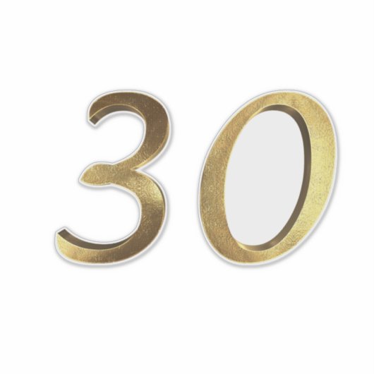 Nummer 30 Faux Gold 30ste Jubileum Sticker (Voorkant)