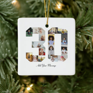 Nummer 30 Fotocollage Keramisch Ornament