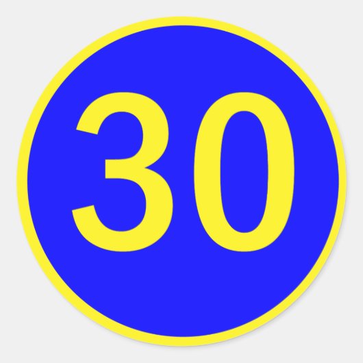 nummer 30 in een cirkel ronde sticker (Voorkant)