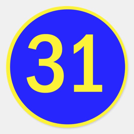 Nummer 31 in een cirkel ronde sticker (Voorkant)