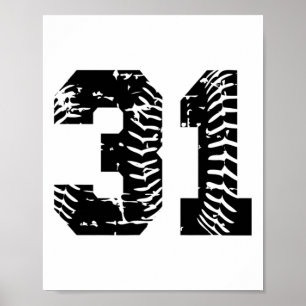Nummer #31 Softll Sell Zwart Grunge Geluksgetal Poster