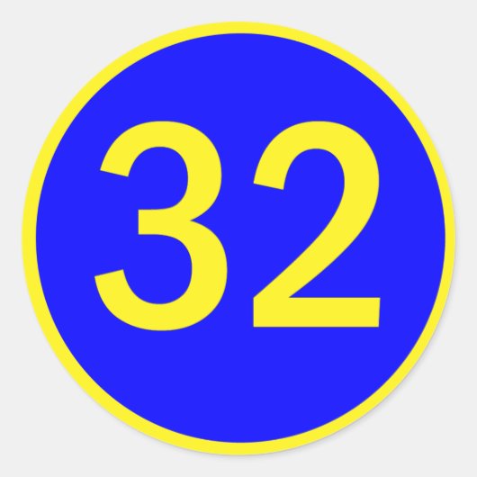 Nummer 32 in een cirkel ronde sticker (Voorkant)