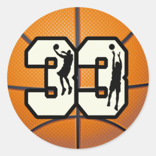 Nummer 33 Basketball Ronde Sticker