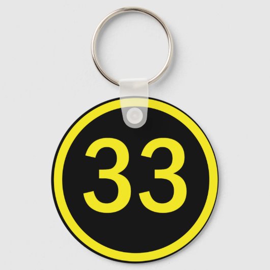 nummer 33 in een cirkel sleutelhanger (Voorkant)