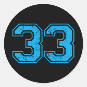 Nummer 33 Varsity Distressed  Sport Team PL Ronde Sticker