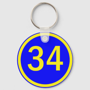 Nummer 34 in een cirkel sleutelhanger