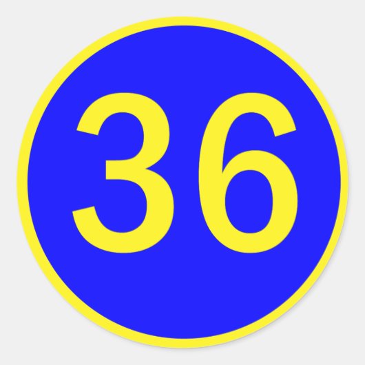 nummer 36 in een cirkel ronde sticker (Voorkant)