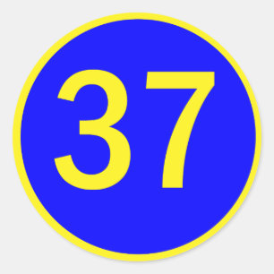 Nummer 37 in een cirkel ronde sticker