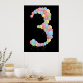 Nummer 3 ballonnen Versiemanager Vertrouwdag parti Poster (Keuken)
