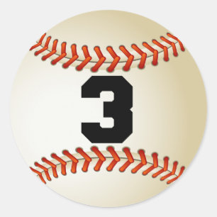 Nummer 3 Baseball Ronde Sticker