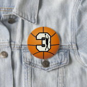 Nummer 3 Basketball en Player Ronde Button 7,6 Cm (In situ)