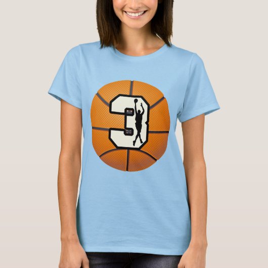 Nummer 3 Basketball en Player T-shirt (Voorkant)