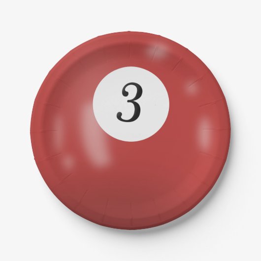 Nummer 3 biljartbal papieren bordje (Voorkant)